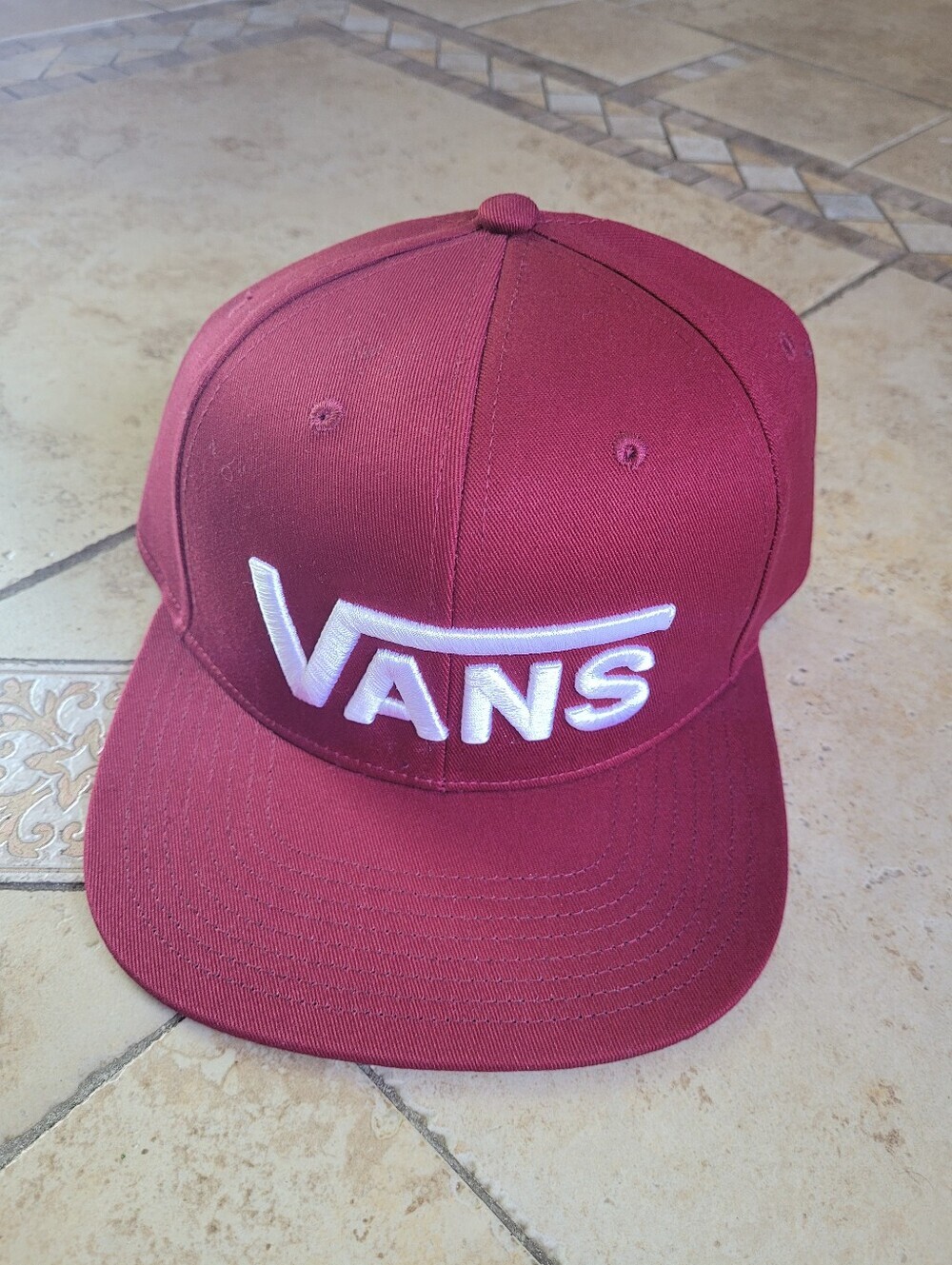 Vans Red Snapback Hat with White Logo - Picture 2 of 4